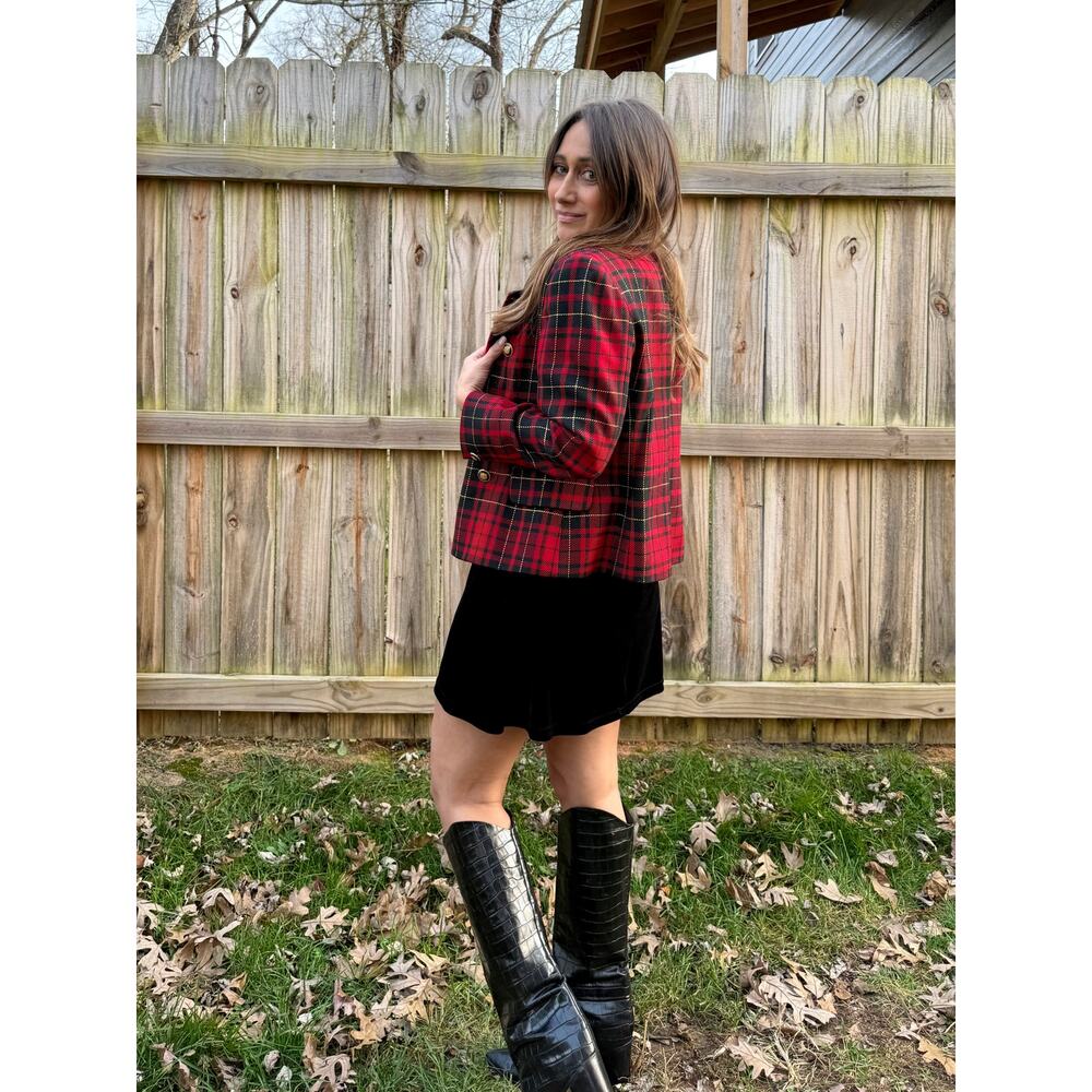 Vintage Red Tartan Wool Blazer (Made in USA) J H Collectibles - Picture 5 of 11